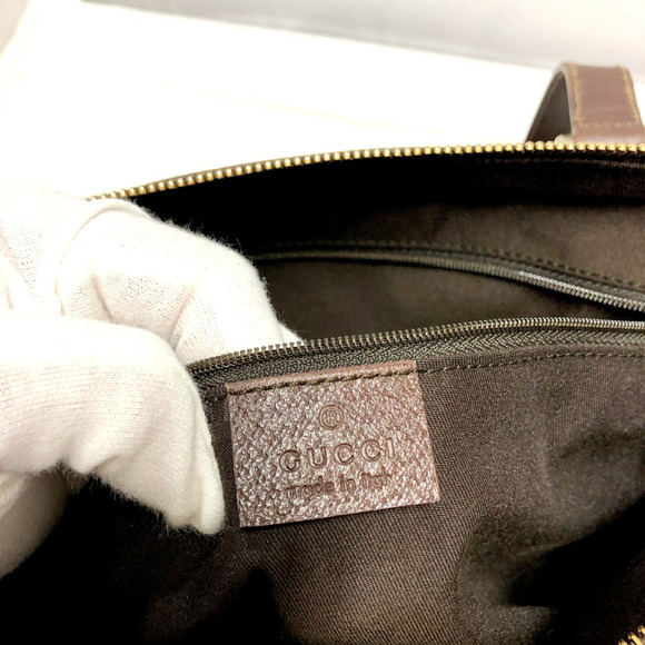 GUCCI Tote Bag 141470 GG Canvas Pattern Leather Brown Gold Hardware Made in Ital - Picture 7 of 9